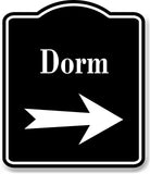 Dorm Right Arrow BLACK Aluminum Composite Sign