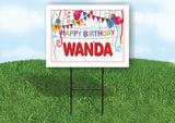 WANDA HAPPY BIRTHDAY BALLOONS 18 in x 24 in Yard Sign Road Sign with Stand