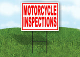 MOTORCYCLE INSPECTIONS RED WHITE Yard Sign Road with Stand LAWN SIGN