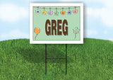 GREG WELCOME BABY GREEN  18 in x 24 in Yard Sign Road Sign with Stand