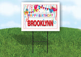 BROOKLYNN HAPPY BIRTHDAY BALLOONS 18 in x 24 in Yard Sign Road Sign with Stand