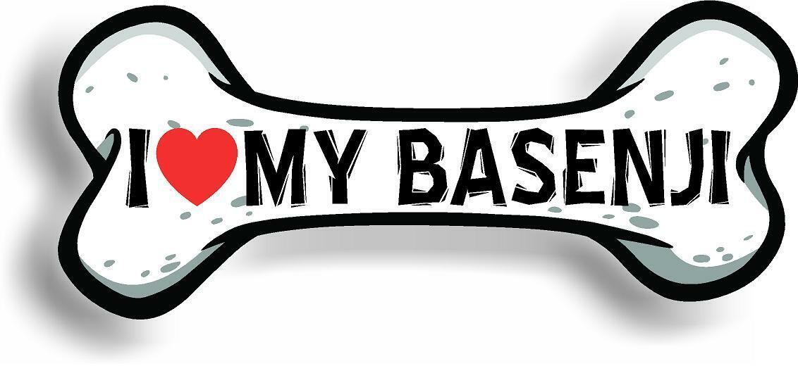 I Love My Basenji Bone Car Magnet Bumper Sticker 3"x7"