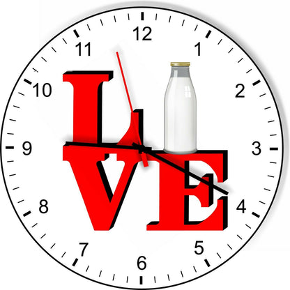 I Love Milk Love Park Funny Kitchen Living room Wall Clock