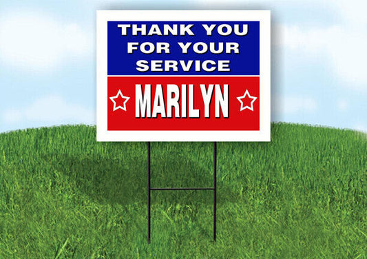MARILYN THANK YOU SERVICE 18 in x 24 in Yard Sign Road Sign with Stand
