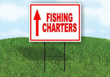 FISHING CHARTERS STRAIGHT RED Yard Sign with Stand LAWN SIGN