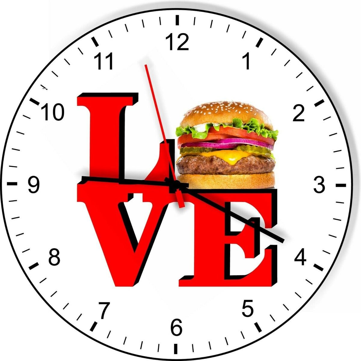 I Love Hamburgers Love Park Funny Kitchen Living room Wall Clock
