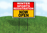 SPORTS REGISTRATION RED GOLD WINTER Yard Sign with Stand LAWN SIGN