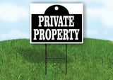 PRIVATE PROPERTY SHAPE BLACK Yard Sign with Stand LAWN SIGN