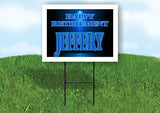 JEFFERY RETIREMENT BLUE 18 in x 24 in Yard Sign Road Sign with Stand