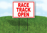 RACE TRACK OPEN RED Yard Sign Road with Stand LAWN SIGN