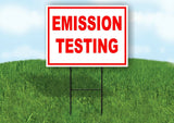 EMISSION TESTING RED WHITE Yard Sign Road with Stand LAWN SIGN
