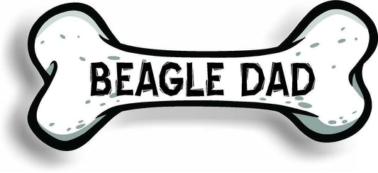 Dog Dad Beagle Dog Bone Car Magnet Bumper Sticker 3"x7"