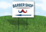 BARBER SHOP RED BLUE LEFT ARROW Yard Sign Road with Stand LAWN SIGN Single sided