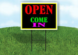 OPEN COME IN NEON Yard Sign with Stand LAWN SIGN
