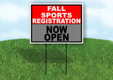 SPORTS REGISTRATION RED SILVER FALL Yard Sign with Stand LAWN SIGN