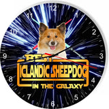Best Icelandic Sheepdog Dog Galaxy Wars Space Star Kitchen Livingroom Wall Clock