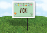 VICKI WELCOME BABY GREEN  18 in x 24 in Yard Sign Road Sign with Stand