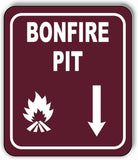 BONFIRE PIT DIRECTIONAL ARROW TRAIL 8 Variations Metal Aluminum composite sign