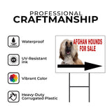 Afghan Hound 2 FOR SALE DOG RIGHT ARROW Yard Sign with Stand LAWN SIGN