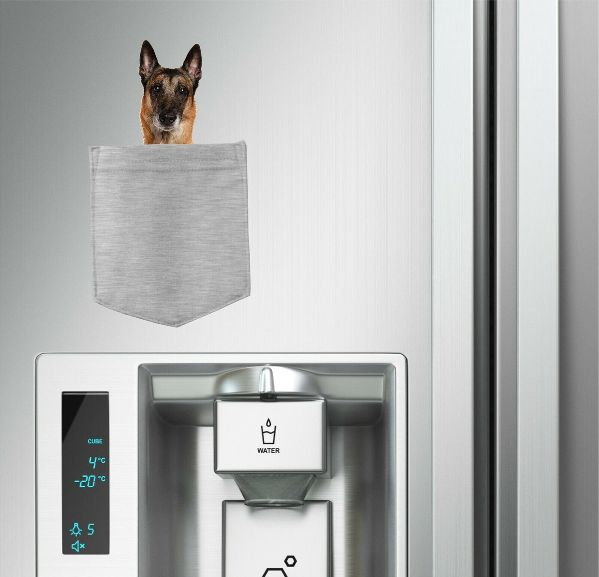 Belgian Malinois Dog in pocket Fridge Car Magnet Bumper Sticker App size 4"x7"