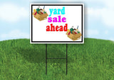 yard sale ahead box BLACK BORDER Yard Sign with Stand LAWN SIGN