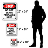 STOP DO NOT LEAVE PACKAGES HERE Metal Aluminum composite sign