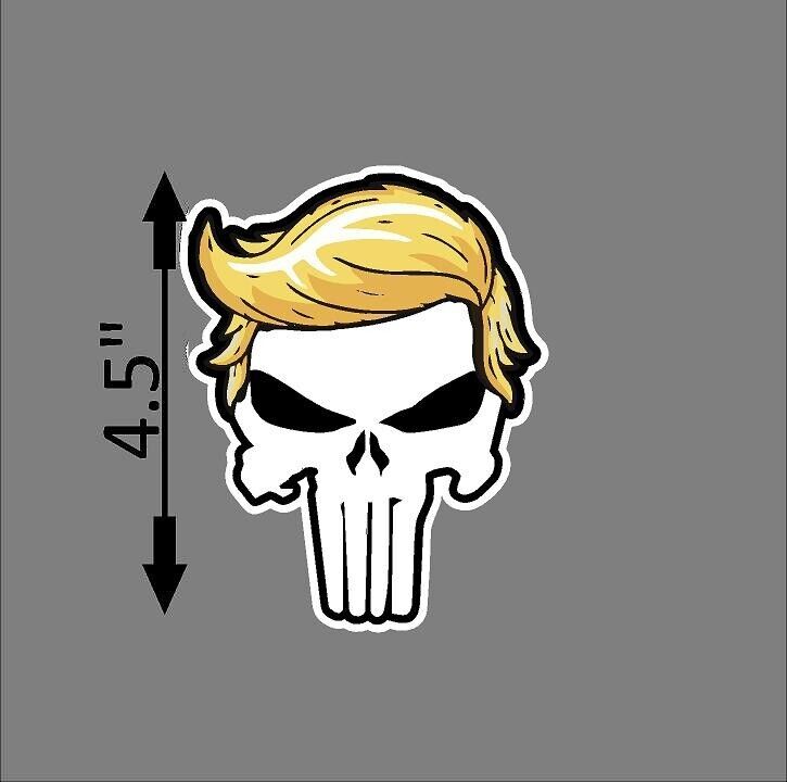 TRUMP PUNISHER WHITE W/ hair Donald Trump President 2024 Magnetic Bumper Sticker