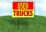 USED TRUCKS RED YELLOW Plastic Yard Sign ROAD SIGN with Stand