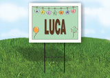 LUCA WELCOME BABY GREEN  18 in x 24 in Yard Sign Road Sign with Stand
