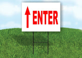 ENTER STRAIGHT ARROW RED Yard Sign with Stand LAWN SIGN