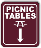 PICNIC TABLES DIRECTIONAL DOWN ARROW CAMPING Aluminum composite sign
