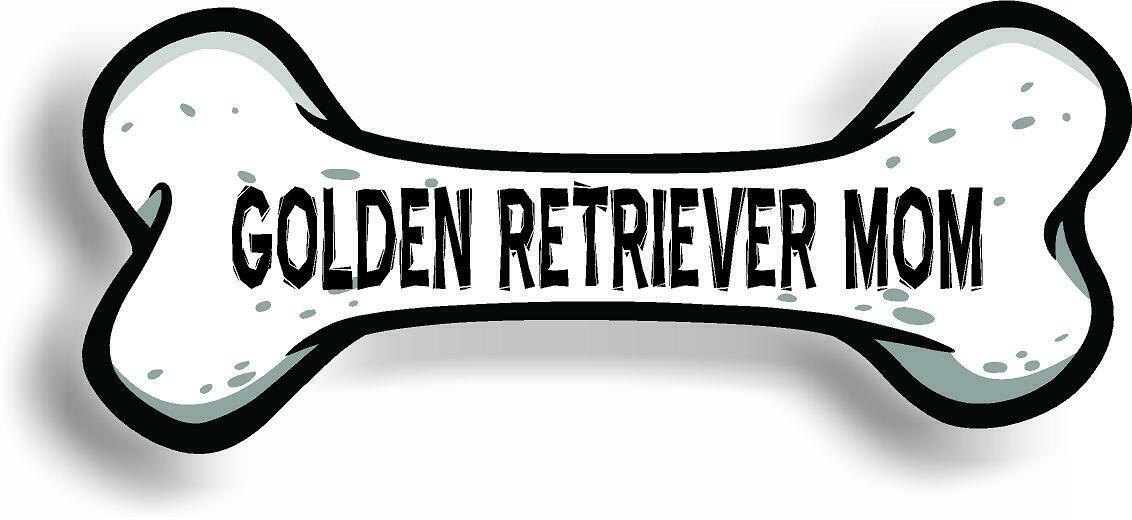 Dog Mom Golden Retriever Bone Car Magnet Bumper Sticker 3"x7"