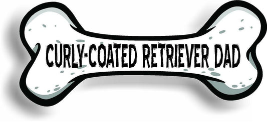 Dog Dad Curly-Coated Retriever Bone Car Magnet Bumper Sticker 3"x7"