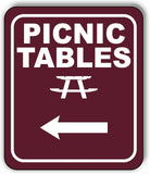PICNIC TABLES DIRECTIONAL LEFT ARROW CAMPING Aluminum composite sign