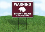 WARNING BROWN BEAR CROSSING TRAIL Yard Sign Road with Stand LAWN SIGN