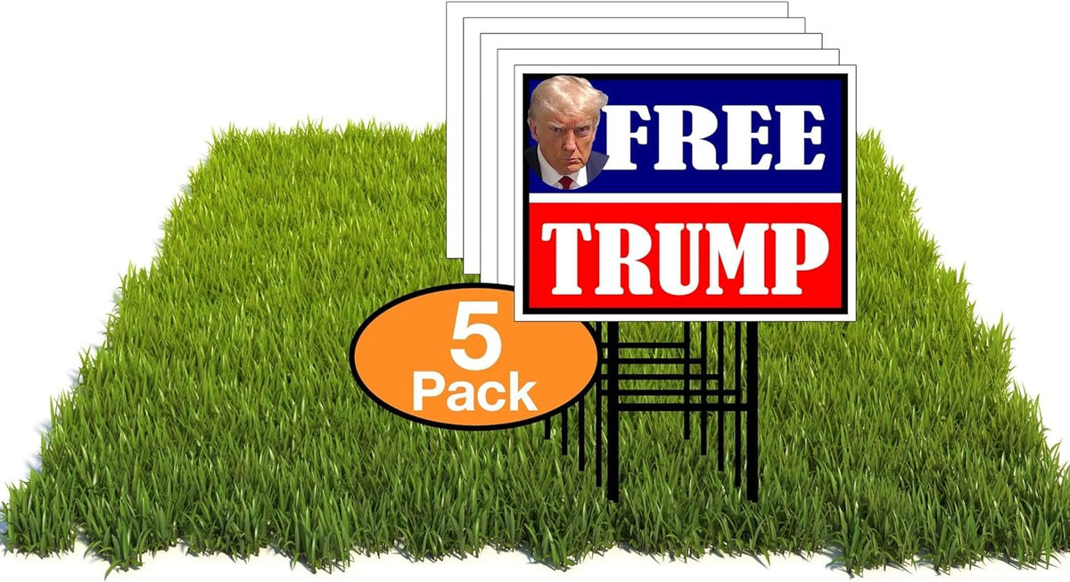 Eco FREE TRUMP RED BLUE 12x16 in Yard Road Sign w/Stand