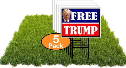 Eco FREE TRUMP RED BLUE 12x16 in Yard Road Sign w/Stand