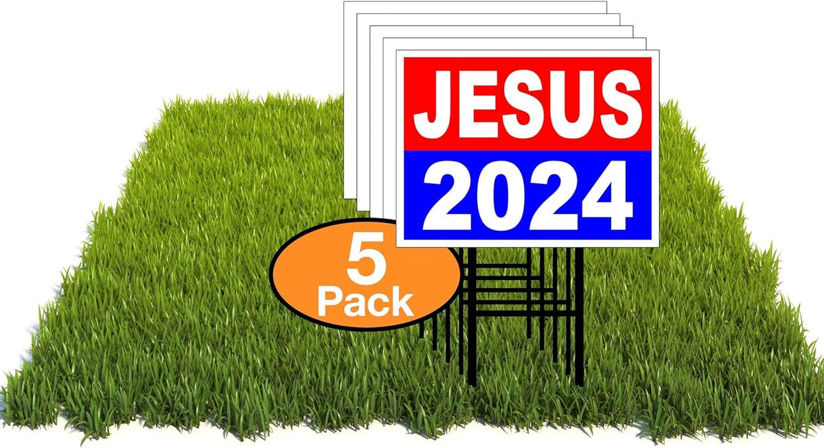 Eco JESUS 2024 1 Double Sided 12x16 in Yard Road Sign w/Stand