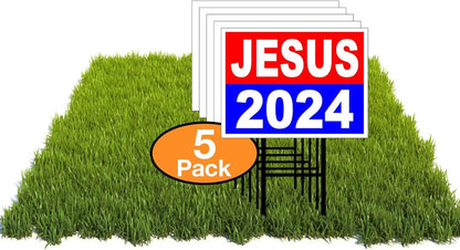 Eco JESUS 2024 1 Double Sided 12x16 in Yard Road Sign w/Stand