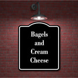 Bagels and Cream Cheese BLACK Aluminum Composite Sign