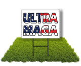 Eco TRUMP ULTRA MAGA FLAG 1 Double Sided 12x16 in Yard Road Sign w/Stand