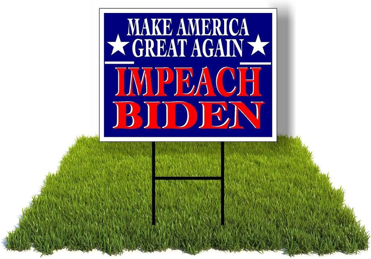 Eco MAKE AMERICA GREAT AGAIN IMPEACH BIDEN 5 Double Sided 12x16 in Yard Road Sign w/Stand