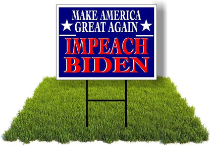 Eco MAKE AMERICA GREAT AGAIN IMPEACH BIDEN 5 Double Sided 12x16 in Yard Road Sign w/Stand