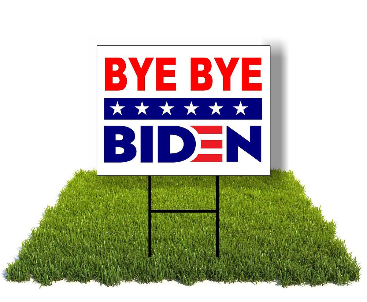 Eco Bye Bye Biden Blue Stars 12X16 In Yard Road Sign W/Stand