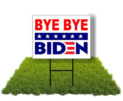 Eco Bye Bye Biden Blue Stars 12X16 In Yard Road Sign W/Stand