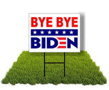 Eco Bye Bye Biden Blue Stars 12X16 In Yard Road Sign W/Stand