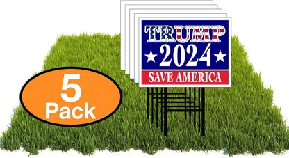 Eco TRUMP 2024 SAVE AMERICA 12x16 in Yard Road Sign w/Stand