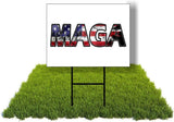 Eco TRUMP MAGA DISTRESSED FLAG 5 Double Sided 12x16 in Yard Road Sign w/Stand