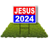 Eco JESUS 2024 1 Double Sided 12x16 in Yard Road Sign w/Stand