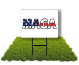 Eco TRUMP MAGA FLAG 5 Double Sided 12x16 in Yard Road Sign w/Stand